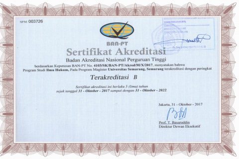 AKREDITASI S2 Magister Hukum USM TH 2017